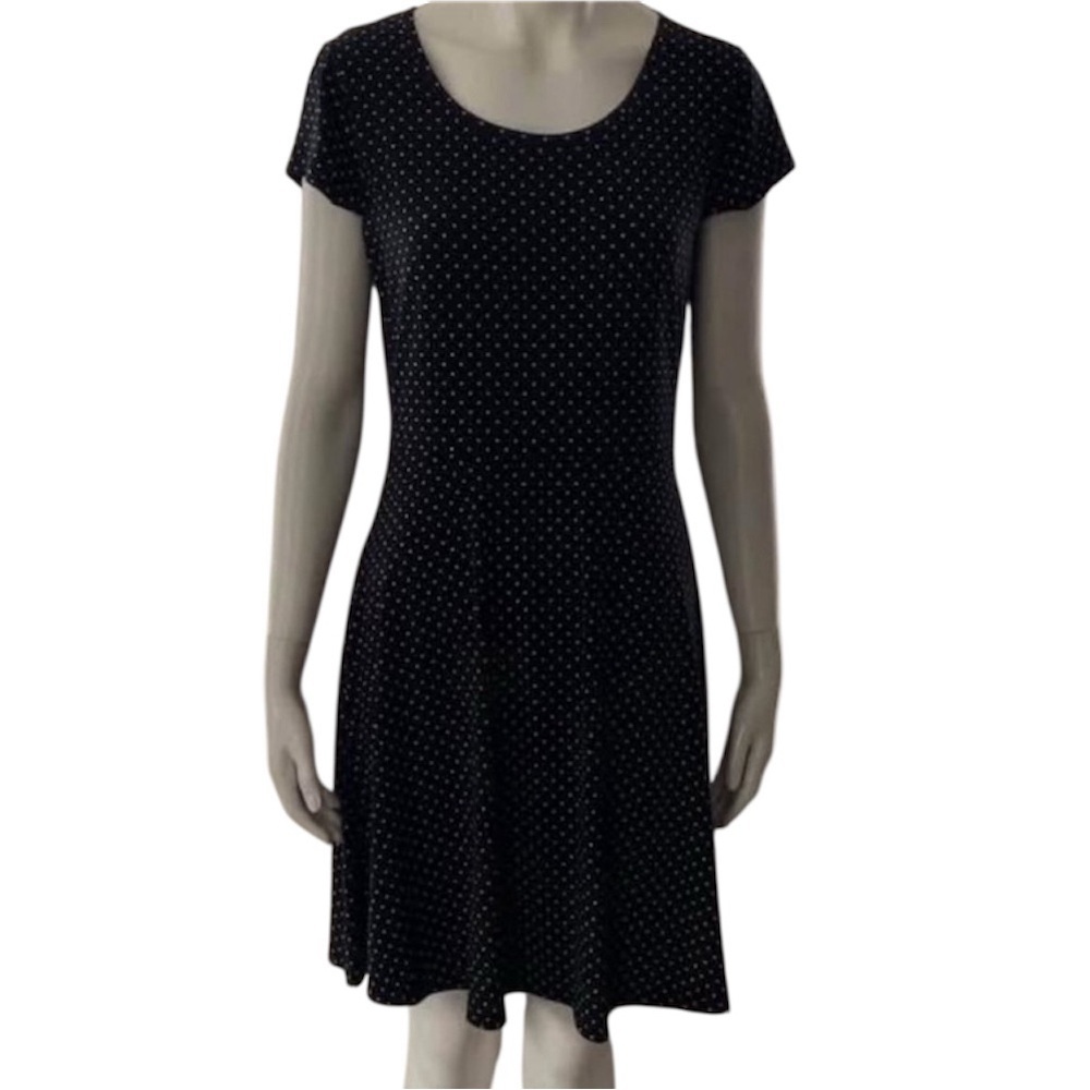 Michael Kors Black Polka Dot Dress with Zipper, Medium size.